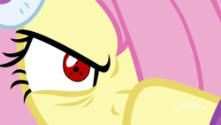 Size: 1920x1080 | Tagged: safe, edit, edited screencap, editor:ponyprofessor, screencap, fluttershy, pony, best gift ever, g4, badass, face of mercy, female, flutterbadass, naruto, sharingan, solo, you are already dead