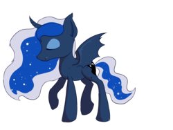 Size: 3600x2700 | Tagged: safe, artist:dumbwoofer, princess luna, alicorn, bat pony, pony, vampire, vampony, g4, bat wings, eyes closed, female, high res, mare, solo, wings