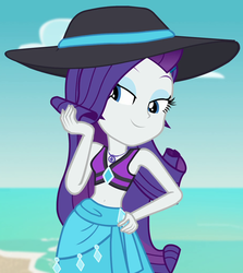 Size: 915x1028 | Tagged: safe, screencap, rarity, equestria girls, equestria girls specials, g4, my little pony equestria girls: better together, my little pony equestria girls: forgotten friendship, belly button, bikini, bikini top, clothes, cropped, female, geode of shielding, magical geodes, midriff, rarity's blue sarong, rarity's purple bikini, sarong, sexy, solo, stomach, swimsuit