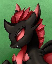 Size: 1424x1764 | Tagged: safe, artist:pridark, oc, oc only, changeling, bust, changeling oc, commission, female, portrait, red changeling, solo