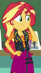 Size: 517x912 | Tagged: safe, screencap, sunset shimmer, equestria girls, equestria girls series, forgotten friendship, g4, cropped, female, geode of empathy, magical geodes, smiling, solo