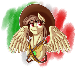 Size: 3100x2700 | Tagged: safe, artist:jack-pie, oc, oc only, oc:tailcoatl, pegasus, pony, high res, mexican, mexican revolution, mexico, nation ponies, ponified, simple background, solo, transparent background, wings