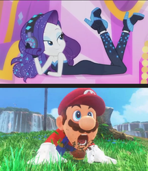 Size: 472x547 | Tagged: safe, edit, rarity, equestria girls, g4, my little pony equestria girls: better together, the other side, cropped, fossil falls, male, mario, nintendo, open mouth, reaction image, super mario bros., super mario odyssey