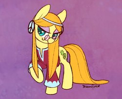 Size: 1047x852 | Tagged: safe, artist:dawnfire, wheat grass, earth pony, pony, g4, spoiler:comic, spoiler:comicm03, clothes, commission, cute, female, glasses, looking at you, mare, signature, solo, wingding eyes