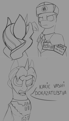 Size: 2999x5269 | Tagged: safe, artist:arzt-korkenzieher, oc, pony, clothes, cyrillic, doodle, hat, kek, police officer, police uniform, ponified, red heat, russian, text, ushanka