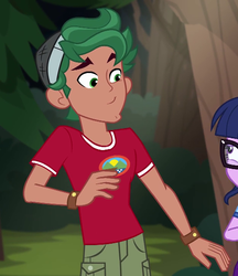 Size: 623x720 | Tagged: safe, screencap, timber spruce, equestria girls, g4, my little pony equestria girls: legend of everfree, camp everfree outfits, clothes, cropped, male, offscreen character, shorts, solo focus