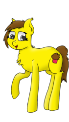 Size: 720x1280 | Tagged: safe, artist:gamer-shy, oc, oc only, oc:double lemen, earth pony, pony, chest fluff, open mouth, open smile, raised hoof, smiling, solo