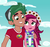 Size: 771x720 | Tagged: safe, screencap, gloriosa daisy, timber spruce, equestria girls, g4, my little pony equestria girls: legend of everfree, brother and sister, camp everfree outfits, clothes, female, floral head wreath, flower, male, scarf, smiling