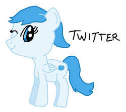 Size: 538x480 | Tagged: safe, artist:nightshadowmlp, pegasus, pony, female, looking at you, mare, meta, one eye closed, ponified, simple background, smiling, solo, twitter, white background, wink