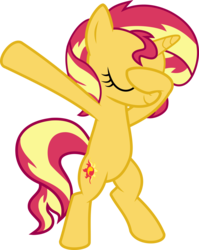 Size: 3000x3778 | Tagged: safe, artist:wissle, sunset shimmer, pony, unicorn, g4, bipedal, covering eyes, covering face, cute, dab, eyes closed, facehoof, female, high res, mare, shimmerbetes, simple background, smiling, solo, transparent background, vector