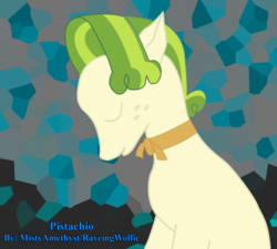 Size: 1333x1200 | Tagged: safe, artist:mistyamethyst, pistachio, pony, g4, my little pony best gift ever, abstract background, digital art, male, solo, stallion, teenager, watermark