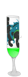 Size: 780x2144 | Tagged: safe, artist:groomlake, queen chrysalis, changeling, changeling queen, pony, g4, alcohol, colored, drink, female, glass, signature, silly, simple, simple background, solo, spots, tiny, tiny ponies, white background