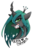 Size: 850x1280 | Tagged: source needed, safe, artist:bbtasu, edit, queen chrysalis, changeling, changeling queen, g4, bust, crown, female, jewelry, portrait, regalia, solo