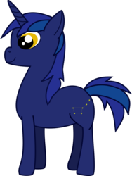 Size: 813x1080 | Tagged: safe, artist:shooting star, oc, oc only, oc:shooting star, pony, unicorn, blue mane, blue tail, flat colors, horn, smiling, solo, yellow eyes