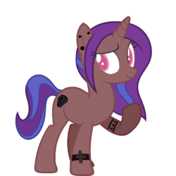 Size: 1200x1200 | Tagged: safe, artist:tigerdc, oc, oc only, oc:graves (ice1517), pony, unicorn, cross, ear piercing, earring, female, jewelry, mare, piercing, raised hoof, simple background, solo, tattoo, transparent background, wristband