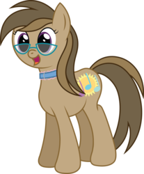 Size: 3165x3825 | Tagged: safe, artist:joey, oc, oc only, oc:dawnsong, earth pony, pony, 2019 community collab, derpibooru community collaboration, collar, female, glasses, high res, show accurate, simple background, solo, transparent background, vector