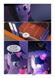 Size: 1024x1448 | Tagged: safe, artist:gashiboka, princess celestia, twilight sparkle, alicorn, pony, unicorn, comic:scar of solar, g4, bed, bodysuit, book, canterlot castle, caught, celestia's bedroom, chest, clothes, comic, diary, female, magic, mare, nose wrinkle, scared shitless, shocked, sleeping, telekinesis, this will end in banishment, this will end in tears and/or a journey to the moon, this will end in tears and/or a journey to the sun, this will not end well, unicorn twilight, waking up, white eyes