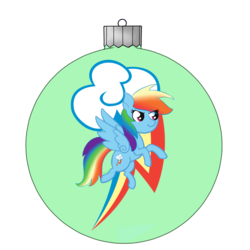 Size: 1181x1181 | Tagged: safe, artist:dyonys, rainbow dash, pegasus, pony, g4, bauble, chibi, christmas ornament, decoration, female, simple background, transparent background