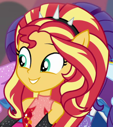 Size: 464x518 | Tagged: safe, screencap, rarity, sunset shimmer, equestria girls, equestria girls specials, g4, my little pony equestria girls: better together, my little pony equestria girls: forgotten friendship, cropped, offscreen character, ponied up, sleeveless, super ponied up