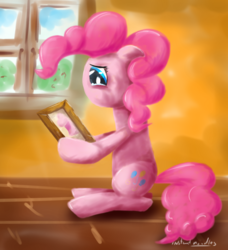 Size: 3346x3669 | Tagged: safe, artist:instant-noodle5, pinkie pie, earth pony, pony, g4, magic duel, crying, female, high res, magical amputation, modular, no mouth, no nose, photo, sad, solo, teary eyes