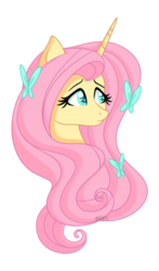 Size: 400x680 | Tagged: safe, artist:dianamur, fluttershy, pony, unicorn, g4, bust, female, fluttershy (g5 concept leak), g5 concept leak style, g5 concept leaks, portrait, simple background, solo, transparent background, unicorn fluttershy