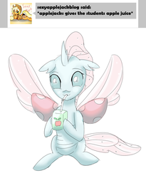 Size: 863x1053 | Tagged: safe, artist:sintakhra, ocellus, changedling, changeling, tumblr:studentsix, g4, apple juice, cute, cuteling, diaocelles, female, happy, hoof hold, juice, juice box, simple background, sitting, solo, spread wings, straw, white background, wings
