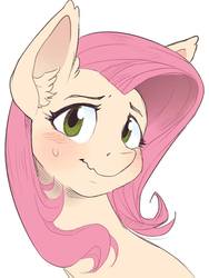 Size: 720x960 | Tagged: safe, artist:kalthedestroyer, fluttershy, pony, g4, bust, female, simple background, solo, white background