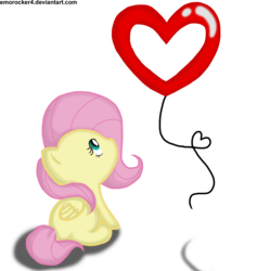 Size: 2080x2198 | Tagged: safe, artist:chiuuchiuu, artist:leslers, fluttershy, pegasus, pony, g4, balloon, chibi, colored, cute, female, heart balloon, high res, mare, simple background, sitting, solo, transparent background
