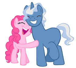 Size: 1119x997 | Tagged: safe, artist:neighsay, pinkie pie, pokey pierce, g4, female, male, ship:pokeypie, shipping, size difference, straight