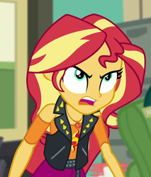 Size: 775x910 | Tagged: safe, screencap, sunset shimmer, equestria girls, equestria girls series, forgotten friendship, g4, clothes, cropped, female, geode of empathy, jacket, magical geodes, solo