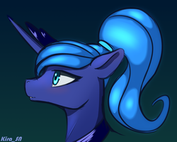 Size: 2500x2000 | Tagged: safe, artist:kirasunnight, princess luna, alicorn, pony, g4, alternate hairstyle, bust, female, high res, mare, ponytail, solo