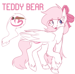 Size: 988x972 | Tagged: safe, artist:teapup, oc, oc:teddy bear, pegasus, pony, bow, cute, cutie mark, female, heterochromia, mare, reference sheet, single