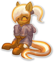 Size: 1489x1713 | Tagged: safe, artist:tiothebeetle, oc, oc only, oc:coffee creme, pegasus, pony, clothes, female, glasses, not mareota, ponytail, solo, sweater