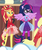 Size: 604x722 | Tagged: safe, screencap, applejack, sci-twi, sunset shimmer, twilight sparkle, equestria girls, equestria girls specials, g4, my little pony equestria girls: better together, my little pony equestria girls: rollercoaster of friendship, boots, clothes, cropped, dress, female, glasses, hand on hip, offscreen character, pantyhose, ponied up, pony ears, ponytail, sci-twilicorn, shoes, skirt, sleeveless, super ponied up, wings