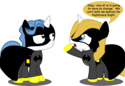 Size: 800x550 | Tagged: safe, artist:cadanceofcanterlot, fancypants, prince blueblood, pony, unicorn, g4, batman, big bang theory, clothes, colt fancy pants, cosplay, costume, cute, nightmare night, the big bang theory, younger