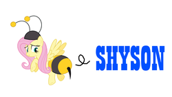 Size: 1366x768 | Tagged: safe, artist:dasprid, fluttershy, bee, g4, it ain't easy being breezies, animal costume, bee costume, clothes, costume, flutterbee, hudson soft, logo parody