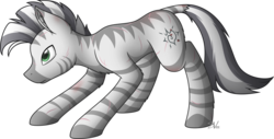 Size: 4000x2029 | Tagged: safe, artist:starlessnight22, oc, oc only, oc:xenith, pony, zebra, fallout equestria, chest fluff, cutie mark, ear fluff, fanfic, fanfic art, female, hooves, injured, inkscape, mare, scar, simple background, solo, transparent background, vector, zebra oc