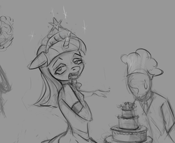 Size: 3733x3061 | Tagged: safe, twilight sparkle, oc, oc:anon, human, g4, big crown thingy, cake, food, high res, jewelry, regalia