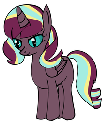 Size: 478x535 | Tagged: artist needed, source needed, safe, starlight glimmer, sunset shimmer, oc, oc:nyx, oc:starlight nyx shimmer, alicorn, pony, g4, alicorn oc, blank flank, female, fusion, horn, mare, simple background, solo, standing, starlightnyxshimmer, wings, xk-class end-of-the-world scenario, xk-class end-of-the-world scenario alicorn