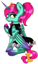 Size: 6761x11206 | Tagged: safe, artist:ziricorn, oc, oc only, oc:empress lace, alicorn, pony, absurd resolution, alicorn oc, bow, clothes, crown, female, horn, jewelry, maid, pendant, regalia, simple background, solo, transparent background, wings