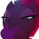 Size: 128x128 | Tagged: artist needed, safe, tempest shadow, g4, my little pony: the movie, emoji, meme, simple background, thinking, transparent background