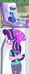 Size: 944x2392 | Tagged: safe, artist:themexicanpunisher, starlight glimmer, trixie, equestria girls, equestria girls series, equestria girls specials, forgotten friendship, g4, mirror magic, beach chair, blushing, chair, clothes, crossed arms, female, lesbian, ship:startrix, shipping, shipping domino, sunglasses, swimsuit