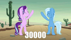 Size: 800x450 | Tagged: safe, edit, edited screencap, screencap, starlight glimmer, trixie, pony, unicorn, g4, road to friendship, animated, bipedal, cute, dance party, dancing, diatrixes, eyes closed, female, friendship chant, gif, glimmerbetes, mare, open mouth