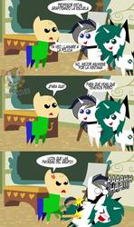 Size: 568x960 | Tagged: source needed, safe, artist:archooves, oc, oc:conalep, baldi, baldi's basics in education and learning, ruler, spanish, spanking, translated in the comments