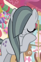 Size: 171x257 | Tagged: safe, screencap, marble pie, earth pony, pony, g4, my little pony best gift ever, animated, cropped, cute, cutie mark, female, gif, giggling, grin, loop, marblebetes, perfect loop, smiling, solo