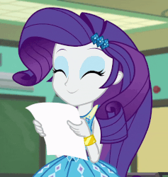 Size: 800x844 | Tagged: safe, screencap, rarity, equestria girls, equestria girls specials, g4, my little pony equestria girls: better together, my little pony equestria girls: forgotten friendship, ^^, animated, cropped, cute, daaaaaaaaaaaw, eyes closed, female, geode of shielding, gif, happy, loop, magical geodes, paper, raribetes, smiling, solo