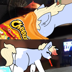 Size: 540x540 | Tagged: safe, artist:nootaz, oc, oc:nootaz, pony, cheetos, irl, photo, ponies in real life