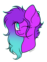 Size: 1002x1312 | Tagged: safe, artist:mintoria, oc, oc only, oc:kookie beatz, pony, bust, female, mare, one eye closed, portrait, simple background, solo, transparent background, wink