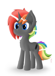 Size: 1440x1971 | Tagged: safe, artist:bloody-roger, oc, oc only, oc:krylone, pony, unicorn, male, rainbow hair, simple background, solo, stallion, transparent background
