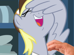 Size: 720x540 | Tagged: safe, edit, edited screencap, editor:hotkinkajou, screencap, derpy hooves, human, pegasus, pony, best gift ever, g4, animated, cropped, cute, derpabetes, disembodied hand, eyes closed, facewing, female, gif, hand, laughing, laughingmares.jpg, loop, mailmare, mare, offscreen character, perfect loop, petting, tickling, wing hands